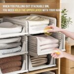 GGEROU Stackable Plastic Storage Basket for Closet,Foldable Clothes Organizer Storage Drawer Shelf Container,Closet Organizers and Storage Bins for Wardrobe Cupboard Kitchen Bathroom Office (4 Pcs) - Image 5