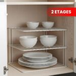 Metaltex Corner Rack Silos – 2-Tier Plate & Bowl Organizer – Space-Saving Corner Cabinet Insert – Sturdy Coated Wire, Made in Italy - Image 4