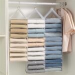 X spring Hanging Closet Organizer, 12-Shelf Hanging Wardrobe Shelf, Closet Organizer and Storage, Foldable Space Saver with Sturdy Hooks, Breathable Mesh for Bedroom Organization - Image 5