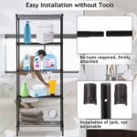 TreeTop 5-Tier Wire Shelving bathroom storage 5 Shelves Unit Metal kitchen Storage Rack(Black) (5-Tier) - Image 5