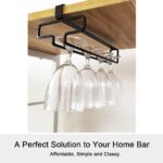 YelaJoy Wine Glass Holder 2PCS Stemware Rack Hanger Under Cabinet Wine Glass Rack Kitchen Hanging Glass Storage Rack Organizer,Black - Image 2