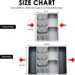 Silverware Organizer, KASTWAVE Expandable Cutlery Drawer Organizer, Adjustable Plastic Utensil Tray for Forks, Spoons & Knives, Space-Saving Storage for Home & Kitchen, Large Grey - Image 4