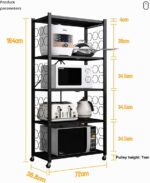 5-Tier Freestanding Storage Rack, Organizers Rolling Cart Display Wire Rack,Foldable Shelving Unit with Lockable Wheels Large Capacity Organizer Shelf,for Kitchen/Living Room/Bedroom - Image 2