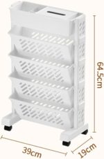 5 Tier Storage Rack, Multilayer Large Capacity Storage Shelf Organizer with Wheels, Multifunctional Storage Carts for Kitchen, Office, Living Room, Bathroom - Image 2