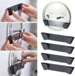 Universal Pot Lid Organizer for Cabinet - Upgraded 4 Pack Inside Cabinet Door Wall Mount Pan Top Storage Organizer Rack Holder for Kitchen, Fits 6" to 10" (Black) - Image 8