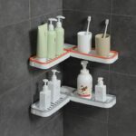 180° Rotating Foldable Adhesive Corner Shelf - No Drill Organizer for Kitchen & Bathroom, Non-Perforated Space-Saving Storage Rack for Seasonings, Toiletries, Cosmetics Spice (grey) - Image 4
