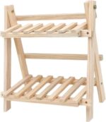 Zerodis Storage Racks Tiers Space Saving Wooden Shelf Foldable Desktop Bookshelf Double Layer Shelf for Top of Desk Office Storage Rack for Office Study Kitchen Dorm Desk Organizer - Image 3