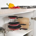 Metaltex Frypan Holder Sierra White – 4-Seat Pan Organizer – Countertop, Cabinet, or Drawer Storage – Iron Wire Body with LDPE Coating - Image 3