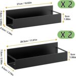 Spice Storage Rack, 4 Pack Magnetic Spices Shelf with 4 Hooks for Cabinet & Fridge, Magnet Pantry Stand Holder for Refrigerator, Oven, Wall and Bathroom, Kitchen Organizer, (Black) - Image 2