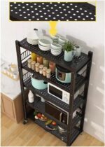 5-Tier Folding Storage Shelves, Rolling Heavy Duty Collapsible Shelves With Wheels, Metal Shelving Units Storage Rack For Kitchen Garage Shelf, Black, No Assembly - Image 7