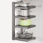 Pots and Pans Organizer,Pan Organizer Rack For Cabinet under Sink Organizers and Storage,Kitchen Storage Adjustable and Snap-on Pot Rack for Kitchen Organization & Storage (4 Tiers) - By Best Deal