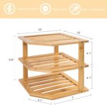 3-Tier Corner Storage Shelf, Bamboo Kitchen Organiser, Plate Rack for Countertop and Cabinet - Image 3