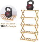 5-Tier Bamboo Shoe Rack – Foldable & Stable Wooden Shoe Organizer for 15 Pairs – Space-Saving Shoe Storage Shelf for Entryway, Closet, Bedroom – H89 x W68.5 x D25 cm, Natural Finish - Image 4