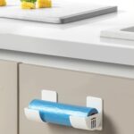 Cling Film & Foil Holders, 4 Pairs No-Drill Storage Racks, Convenient Saran Wrap and Trash Bag Organizers, Side-Mount Fridge Storage Solution, Adhesive Installation, Bags Up to 6cm Diameter - Image 9