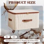 HASTHIP® Rigid Storage Bins with Zipper Lid, Cotton Linen Fabric Storage Boxes, Foldable Shelves Clothes Organizer Container with Handles for Wardrobe, Closet - Image 2