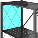 Showay Multishelf Foldable Storage Shelves For Garage Kitchen Home Closet, Metal Wire, Collapsible Organizer Rack On 4'' Wheel Casters, Metal Organizer Wire Rack, Black/White 5Shelfblack, Nu30499 - Image 6