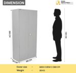 RIGID OEM Steel Office Cupboard | Professional Metal Storage Cabinet for Files, Pre Assembled | Adjustable Internal Shelves, Secure Locking System, Industrial Grade Build, Grey (39D x 85W x 180H CM) - Image 3