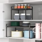 U-HOOME Expandable Kitchen Cabinet Organizer Shelf, Spice Rack Organizer for Cabinet and Countertop, 2 Tier Metal Adjustable Storage Shelves for Kitchen Pantry Cupboard Pantry Storage (White) - Image 7