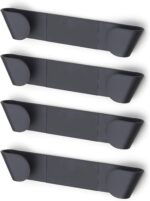 Universal Pot Lid Organizer for Cabinet - Upgraded 4 Pack Inside Cabinet Door Wall Mount Pan Top Storage Organizer Rack Holder for Kitchen, Fits 6" to 10" (Black)