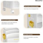 Beauenty Kids Bookshelf with Wheels & DIY Pegboard,Foldable Standing Storage Shelf,Kids Picture Book Shelf for Living Room,Bedroom and School (White 2Tier) - Image 3