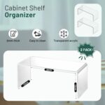 Angju Spice Rack, Acrylic Clear Shelf Riser Set of 2, Kitchen Cabinet Shelf Organizer, Spice Organization for Cabinet Shelves Countertop Desk Organizer, 5mm Thick Rack for Dishes, Soda Cans & Cup - Image 6