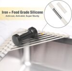 Tomorotec Compact Silicone-Coated Triangle Dish Drying Rack for Sink Corner - Foldable Stainless Steel Over-The-Sink Organizer and Storage Shelf - Image 3