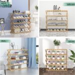 Foldable Wooden Shoe Rack, Multi-Layer Storage Shelf, 3 Tier Bamboo Rack 68.5 x 25 x 46 cm Holds 15 Pairs, Beige - Image 6