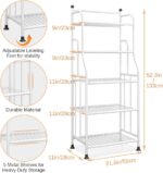 Storage Shelving Rack Unit Heavy Duty Organizer Kitchen Storage Rack Metal Plant Stand Shelf for Laundry Bathroom Kitchen Pantry Closet Indoor/Outdoor (White, 5-Tier) - Image 3
