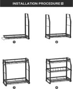 Arabest Spice Rack Organizer, 3-Tier Large Foldable Metal Spice Storage Rack for Countertops with Shelf Liner, Seasoning Organizer Spice Shelf Kitchen Counter Storage for Kitchen Office (Black) - Image 5