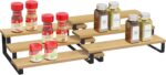 Exrp Spice Rack Organizer for Cabinet, 3 Tier Bamboo Spice Storage，Set of 2 Bamboo Perfume Organizer Stand,Cupcake Stand Holder, Shelf Risers for Figures, Dessert Shelves for Kitchen Cabinet，for Party