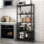 Rolling Cart Kitchen Trolley 5-Tier Shelf Rolling Utility Cart with Handle Adjustable Mobile Trolley Foldable Kitchen Storage Cart 220330 - Image 2