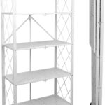5-Tier Foldable Storage Shelf with Wheels - Metal Collapsible Shelving Unit Display, Rolling Cart for Books Kitchen Storage Shelves, Pantry & Closet Organizer，No assembly required