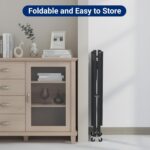 3 Tier Foldable Storage Shelves with Wheels, Metal Collapsible Organization Storage Rack, No Assembly Folding Bookshelf, Rolling Storage Rack Holds 330 Ibs for Kitchen, Bedroom, Garage, Display, Black - Image 7