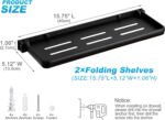 Folding Wall Shelf for Bathroom – 2-Tier Foldable Metal Floating Shelves with 90° Fold-Up Design, Wall Mounted Drop-Down Shelves for RV, Laundry Room, Toilet, Waterproof Durable Storage (2Pack,Black) - Image 3