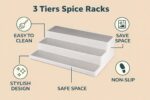 3-Tier Spice Rack Organizer – Non-Skid Kitchen Cabinet Shelf for Bottles, Jars & Seasonings | Expandable Countertop Storage Stand (White) - Image 5