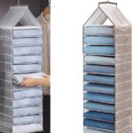 X spring Hanging Closet Organizer, 12-Shelf Hanging Wardrobe Shelf, Closet Organizer and Storage, Foldable Space Saver with Sturdy Hooks, Breathable Mesh for Bedroom Organization