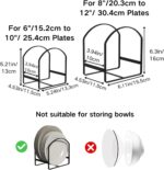 2 Pack Kitchen Plate Holder Organizer for Cabinet Space Saver Dinner Dish Plate Storage Rack Upright Dish Drying Racks Metal Plate Dish Stand for Cupboard Countertop Rustproof Black (1 Large 1 Small ) - Image 6