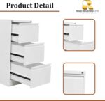RIGID Vertical Document Cabinet with 3 Drawers | High Capacity Metal Storage for Legal Size Files | Smooth Sliding Channels, Office Organizer, Pre Assembled, White (62D x 46.5W x 102.5H CM) - Image 3