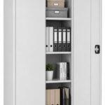 RIGID OEM Steel Office Cupboard | Professional Metal Storage Cabinet for Files, Pre Assembled | Adjustable Internal Shelves, Secure Locking System, Industrial Grade Build, Grey (39D x 85W x 180H CM)