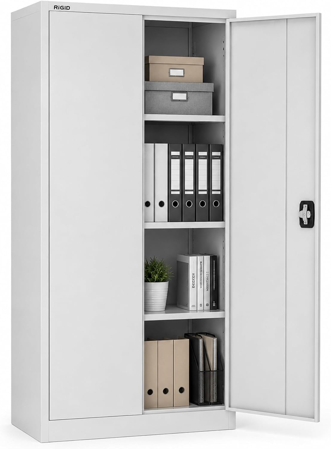 61TJoiNxmQL._AC_SL1500_.jpg RIGID OEM Steel Office Cupboard | Professional Metal Storage Cabinet for Files, Pre Assembled | Adjustable Internal Shelves, Secure Locking System, Industrial Grade Build, Grey (39D x 85W x 180H CM) - Image 1