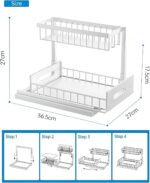 Under Sink Organizer, 2 Pack Pull Out Under Cabinet Storage, 2-Tier Metal Slide Out Sink Organizer for Kitchen & Bathroom, Height Adjustable, Easy Installation - Image 3