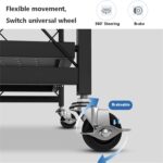 3 Tier Storage Organizer, Foldable Racks with 4 Swivel Wheels, Multipurpose Freestanding Rack Shelf Storage for Bedroom Kitchen Garage Bathroom Living Room - Image 5