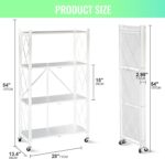 SKY-TOUCH Foldable Storage Organizer 4 Tier, Storage Shelves Kitchen Cabinet Storage Rack, Shelf Storage Multipurpose Rack for Living Room Bedroom Kitchen Garage White - Image 4