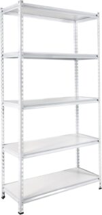 5-Tier Medium Duty Storage Shelf Rack for Home, Garage & Warehouse (40CM, White)