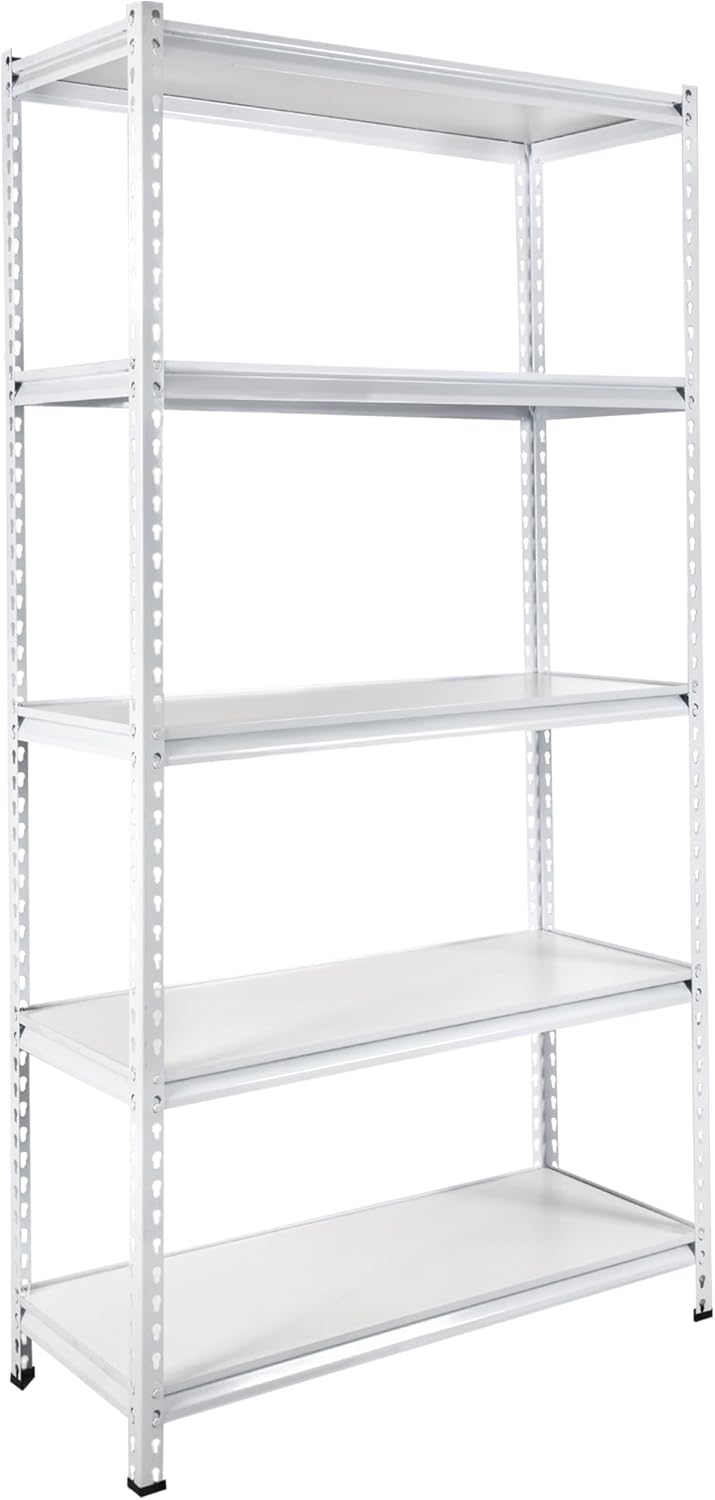 61WnwwAczL._AC_SL1500_.jpg 5-Tier Medium Duty Storage Shelf Rack for Home, Garage & Warehouse (40CM, White) - Image 1