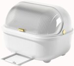 Dish Drying Rack,Large Dish Racks Organizers with Drainboard,Household with Lid Dish Draining RacK,Tableware Storage Box for Kitchen Counter Cabinets,for Kitchen,35 * 27 * 29CM (White)