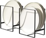 TAME 2PCS Plate Holders Organizer, Metal Dish Storage Organizer, Multipurpose Shelf Kitchen Organizer Plate Storage Drying Stand Rack for Kitchen Cabinet, Counter and Cupboard (Black)