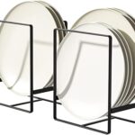 TAME 2PCS Plate Holders Organizer, Metal Dish Storage Organizer, Multipurpose Shelf Kitchen Organizer Plate Storage Drying Stand Rack for Kitchen Cabinet, Counter and Cupboard (Black)