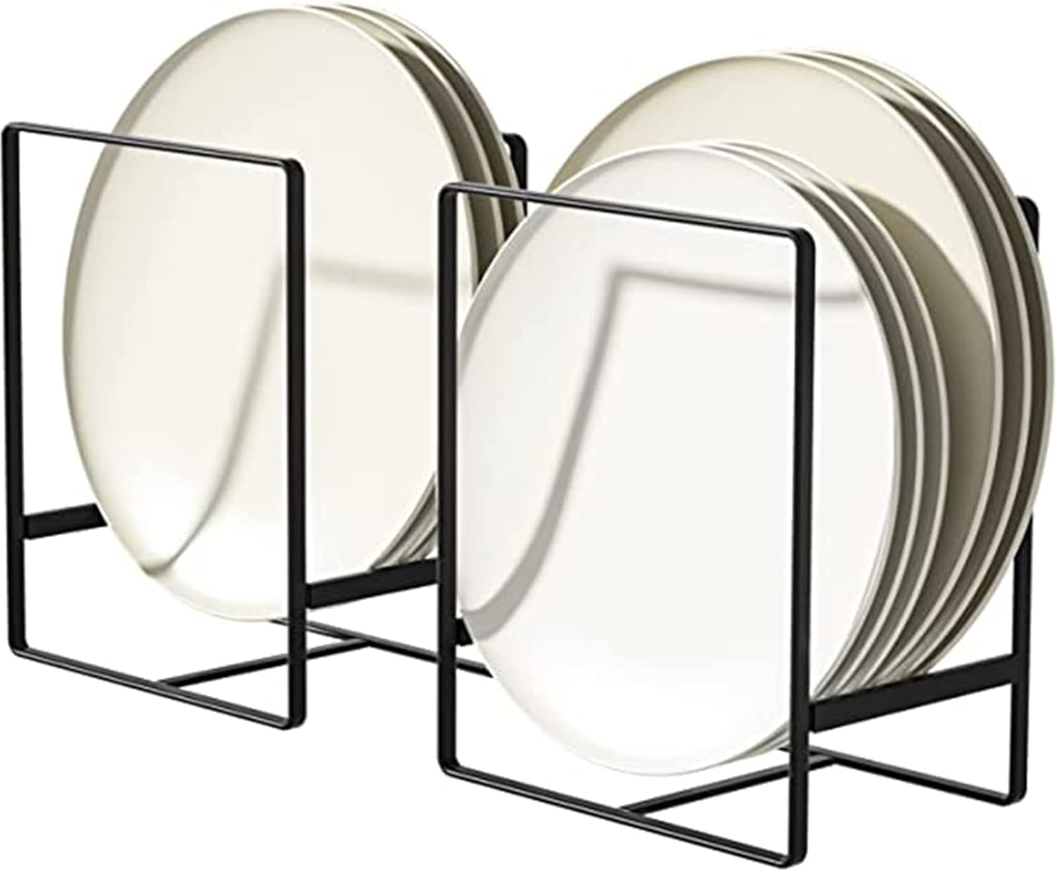 61XmxFNtJZL._AC_SL1500_.jpg TAME 2PCS Plate Holders Organizer, Metal Dish Storage Organizer, Multipurpose Shelf Kitchen Organizer Plate Storage Drying Stand Rack for Kitchen Cabinet, Counter and Cupboard (Black) - Image 1