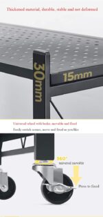 Lightweight and Convenient 5 Tier Folding Shelf Kitchen Shelf Organizer Rack Foldable Rolling Cart for Living Room Bathroom Balcony - No Assembly Required/Black/71X39X163Cm - Image 3